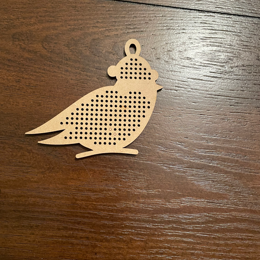 Wood Cross Stitch Ornament - Bird