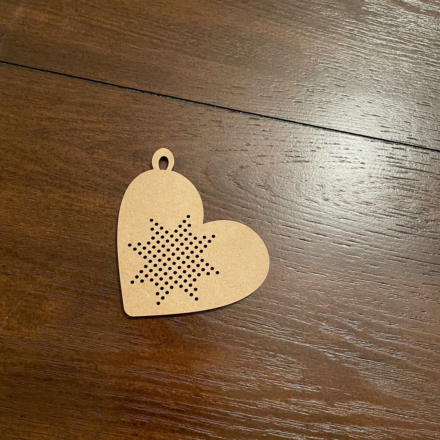 Wood Cross Stitch Ornament - Heart
