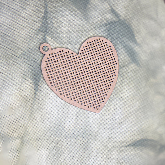 Wood Cross Stitch Ornament - Heart (full coverage)