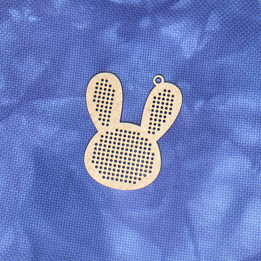 Wood Cross Stitch Ornament - Bunny